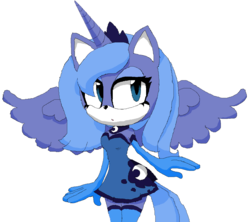 Size: 1328x1179 | Tagged: safe, artist:farfromserious, princess luna, anthro, g4, 1000 hours in ms paint, female, ms paint, s1 luna, solo, sonic the hedgehog (series), sonicified