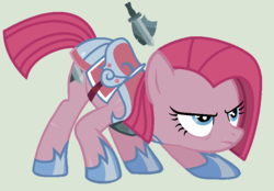 Size: 828x576 | Tagged: safe, artist:softybases, artist:unoriginai, pinkie pie, g4, alternate universe, armor, female, hilarious in hindsight, pinkamena diane pie, royal guard, solo