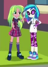 Size: 170x237 | Tagged: safe, screencap, dj pon-3, lemon zest, vinyl scratch, equestria girls, g4, my little pony equestria girls: friendship games, clothes, headphones, image macro, meme, skirt