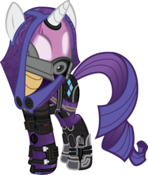 Size: 2735x3246 | Tagged: safe, artist:smashinator, rarity, g4, clothes, cosplay, costume, crossover, female, mass effect, simple background, solo, tali'zorah vas normandy, transparent background, vector
