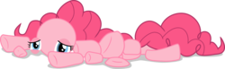 Size: 7801x2406 | Tagged: safe, artist:shutterflyeqd, pinkie pie, g4, the one where pinkie pie knows, female, frown, modular, pinkie pieces, prone, sad, simple background, solo, transparent background, vector, wat