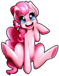 Size: 1280x1644 | Tagged: safe, artist:senpaimisskitty, pinkie pie, g4, cute, diapinkes, female, looking at you, simple background, solo, transparent background, underhoof