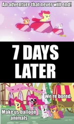 Size: 572x960 | Tagged: safe, edit, edited screencap, screencap, apple bloom, pinkie pie, scootaloo, sweetie belle, crusaders of the lost mark, g4, the one where pinkie pie knows, bored, comic, cutie mark, cutie mark crusaders, screencap comic, text, the cmc's cutie marks