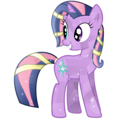 Size: 2855x3014 | Tagged: dead source, safe, artist:cupcakescankill, fluttershy, twilight sparkle, oc, oc only, oc:flutter sparkle, pony, unicorn, g4, crystallized, dragon ball, ear piercing, earring, female, fusion, fusion:fluttershy, fusion:twilight sparkle, fusion:twishy, heterochromia, high res, jewelry, piercing, potara, simple background, solo, tail wrap, transparent background