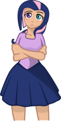 Size: 504x997 | Tagged: dead source, safe, artist:cupcakescankill, fluttershy, twilight sparkle, oc, oc only, oc:flutter sparkle, human, blushing, clothes, fusion, fusion:fluttershy, fusion:twilight sparkle, fusion:twishy, heterochromia, humanized, humanized oc, simple background, skirt, transparent background