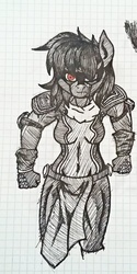 Size: 1020x2048 | Tagged: safe, oc, oc only, oc:maría teresa de los ponyos paguetti, anthro, crossover, jojo's bizarre adventure, monochrome, star platinum, traditional art