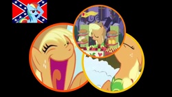 Size: 1280x720 | Tagged: safe, applejack, rainbow dash, g4, apple, confederate flag, dixieland, low quality bait, op is a duck, youtube link, ytpmv