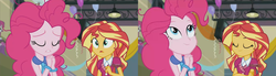 Size: 2880x800 | Tagged: safe, screencap, pinkie pie, sunset shimmer, equestria girls, g4, my little pony equestria girls: friendship games