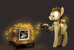 Size: 1748x1181 | Tagged: safe, artist:underpable, doctor whooves, time turner, earth pony, pony, g4, crossover, doctor who, male, singularity, solo, stallion, television, tmd