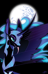 Size: 647x1000 | Tagged: safe, artist:probablyfakeblonde, nightmare moon, g4, female, mare in the moon, moon, nightmare mlem, solo, tongue out