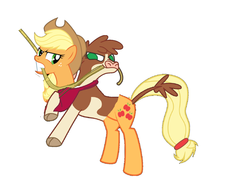 Size: 1745x1353 | Tagged: safe, applejack, arizona (tfh), cow, them's fightin' herds, g4, 1000 hours in ms paint, community related, conjoined, fusion, pulling rope, tug of war, two heads, we have become one, what has science done
