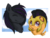 Size: 1300x1000 | Tagged: safe, artist:junkyardgypsy, artist:whipstitch, scootaloo, oc, oc:rome silvanus, pegasus, pony, g4, armor, commission, eyes closed, female, foal, helmet, male, multicolored hair, portrait, purple eyes, smiling