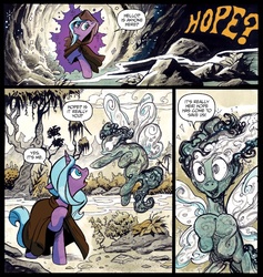 Size: 1340x1414 | Tagged: safe, artist:andypriceart, idw, official comic, rabia, radiant hope, fairy, pixie, pony, umbrum, unicorn, g4, siege of the crystal empire, spoiler:comic, spoiler:comic35, butterfly wings, cloak, clothes, female, mare