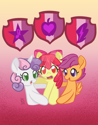Size: 1024x1297 | Tagged: safe, artist:leafbunny, apple bloom, scootaloo, sweetie belle, crusaders of the lost mark, g4, adorabloom, colored pupils, cute, cutealoo, cutie mark, cutie mark crusaders, diasweetes, the cmc's cutie marks, watermark