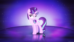 Size: 3840x2160 | Tagged: safe, artist:romus91, artist:starlessnight22, starlight glimmer, g4, bedroom eyes, high res, reflection, simple, vector, wallpaper