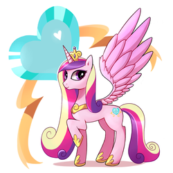 Size: 1000x1000 | Tagged: dead source, safe, artist:9seconds, princess cadance, alicorn, pony, g4, cutie mark, female, mare, raised hoof, smiling, solo, spread wings