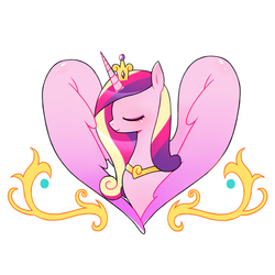 Size: 1000x1000 | Tagged: dead source, safe, artist:9seconds, princess cadance, alicorn, pony, g4, bust, eyes closed, female, heart, mare, profile, simple background, solo, white background, wings
