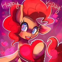 Size: 1280x1280 | Tagged: safe, artist:cherivinca, pinkie pie, g4, box of chocolates, female, solo, valentine's day