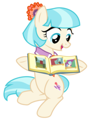 Size: 3750x5000 | Tagged: safe, artist:reginault, coco pommel, earth pony, pony, g4, made in manehattan, .svg available, book, female, simple background, smiling, solo, transparent background, vector