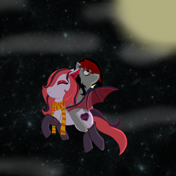 Size: 3000x3000 | Tagged: safe, artist:lazerblues, oc, oc only, oc:arrhythmia, oc:miss eri, bat pony, pony, black and red mane, emo, high res, two toned mane