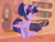 Size: 1122x850 | Tagged: dead source, safe, artist:spaerk, twilight sparkle, alicorn, pony, g4, alternate hairstyle, book, cute, female, flying, glowing, glowing horn, golden oaks library, grin, horn, indoors, levitation, looking at you, magic, magic aura, mare, ponytail, smiling, smiling at you, solo, spread wings, telekinesis, twiabetes, twilight sparkle (alicorn), wings