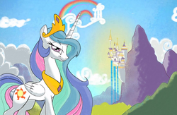 Size: 2000x1300 | Tagged: safe, artist:theroyalprincesses, princess celestia, g4, canterlot, female, smiling, smirk, solo