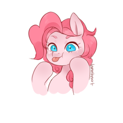 Size: 600x600 | Tagged: safe, artist:lemonheart, pinkie pie, earth pony, pony, g4, :p, bust, cute, diapinkes, female, portrait, simple background, solo, tongue out, white background