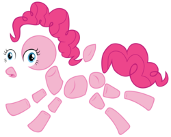 Size: 8700x7000 | Tagged: safe, artist:tardifice, pinkie pie, g4, the one where pinkie pie knows, absurd resolution, disintegration, female, modular, movie quote in the comments, pinkie pieces, simple background, solo, transparent background, vector, wat