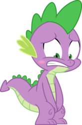 Size: 2354x3557 | Tagged: safe, artist:porygon2z, spike, g4, make new friends but keep discord, blushing, covering, covering crotch, embarrassed, high res, male, naked spike, simple background, solo, transparent background, vector, we don't normally wear clothes