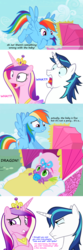 Size: 1000x3001 | Tagged: safe, artist:tardifice, artist:xebck, edit, edited screencap, hundreds of users filter this tag, screencap, princess cadance, rainbow dash, shining armor, spike, pony, unicorn, g4, the mysterious mare do well, the one where pinkie pie knows, age difference, angry, baby, cute, female, implied foalcon, implied sex, implied spikedance, infidelity, love triangle, male, not the father, princess cheatdance, pseudoincest, screencap comic, ship:spikedance, shipping, spikabetes, straight, stroller, you are not the father
