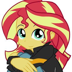 Size: 1000x1000 | Tagged: safe, artist:zat, sunset shimmer, equestria girls, g4, cute, explicit source, female, shimmerbetes, simple background, smiling, solo, when she smiles, white background