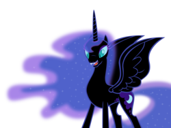 Size: 8032x6024 | Tagged: safe, artist:emu34b, nightmare moon, g4, absurd resolution, drool, female, missing accessory, open mouth, sharp teeth, simple background, solo, transparent background, vector