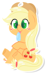 Size: 564x896 | Tagged: safe, artist:mochi--pon, applejack, earth pony, pony, g4, cute, female, food, ice cream, jackabetes, popsicle, sea salt ice cream, sitting, solo, tongue out