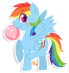 Size: 716x756 | Tagged: safe, artist:mochi--pon, rainbow dash, pegasus, pony, g4, bubblegum, cute, dashabetes, female, looking at you, mare, raised leg, solo, spread wings, wings