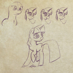 Size: 2137x2145 | Tagged: safe, artist:post-it, twilight sparkle, g4, female, high res, monochrome, sketch, solo