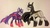 Size: 2959x1655 | Tagged: safe, artist:ameliacostanza, twilight sparkle, earth pony, pony, unicorn, g4, arkham city, batgirl, batman, batmare, bruce wayne, clothes, costume, crossover, dc comics, duo, ponified, traditional art