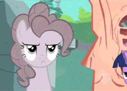 Size: 350x252 | Tagged: safe, edit, edited screencap, screencap, pinkie pie, twilight sparkle, g4, season 2, the return of harmony, animated, cropped, deal with it, discorded, duo, element of laughter, female, gif, sunglasses, swag glasses