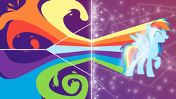 Size: 1920x1080 | Tagged: safe, artist:djdavid98 edits, artist:spntax, rainbow dash, g4, eyes closed, rainbow trail, vector, wallpaper