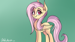 Size: 1280x720 | Tagged: dead source, safe, artist:wubcakeva, fluttershy, bat pony, pony, g4, female, flutterbat, solo