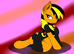 Size: 839x617 | Tagged: safe, artist:joey darkmeat, artist:prats1983, oc, oc only, oc:thunder, pony, semi-anthro, female, lidded eyes, mare, solo, wide hips