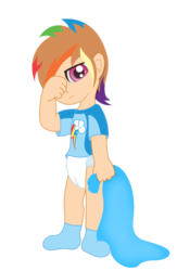 Size: 722x1106 | Tagged: safe, artist:the-crusader-network, rainbow dash, human, g4, age regression, blanket, cute, diaper, humanized, pullup (diaper)