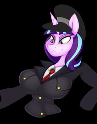 Size: 566x717 | Tagged: safe, artist:lil miss jay, starlight glimmer, unicorn, anthro, g4, breasts, busty starlight glimmer, clothes, explicit source, female, solo, starlight himmler, uniform, wip
