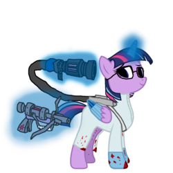 Size: 1200x1200 | Tagged: safe, twilight sparkle, alicorn, pony, g4, blood, crossover, female, glasses, i regret nothing, levitation, magic, mare, medic, medic (tf2), solo, team fortress 2, telekinesis, twi medic, twilight sparkle (alicorn)