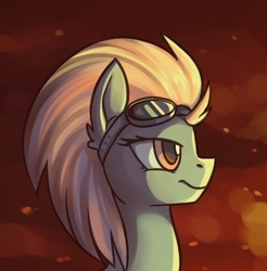 Size: 407x413 | Tagged: safe, artist:dragonataxia, lightning dust, pegasus, pony, g4, female, goggles, portrait, profile, solo