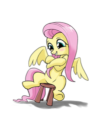 Size: 1342x1780 | Tagged: safe, artist:ectectbehho, fluttershy, g4, blushing, female, solo, stool