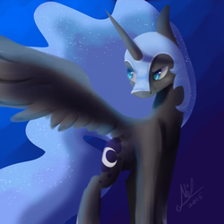 Size: 1024x1024 | Tagged: safe, artist:myralilth, nightmare moon, alicorn, pony, g4, female, solo, spread wings