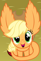 Size: 1193x1767 | Tagged: safe, alternate version, artist:badumsquish, part of a set, applejack, monster pony, original species, pony, tatzlpony, g4, badumsquish is trying to murder us, badumsquish's kitties, cute, ear fluff, female, impossibly large ears, jackabetes, looking at you, looking up, looking up at you, sitting, smiling, solo, species swap, style emulation, tatzlbetes, tatzljack, weapons-grade cute