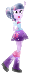 Size: 2081x5000 | Tagged: safe, artist:meteor-spark, twilight sparkle, equestria girls, g4, my little pony equestria girls: rainbow rocks, .svg available, alternate hairstyle, boots, bowtie, clothes, crystallized, cutie mark on clothes, female, fist, headband, high heel boots, high res, inkscape, open mouth, pleated skirt, raised leg, simple background, skirt, socks, solo, sparkles, transparent background, twilight sparkle (alicorn), vector
