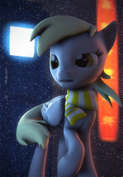 Size: 1500x2160 | Tagged: safe, artist:giz sh, derpy hooves, pegasus, pony, g4, 3d, clothes, female, mare, scarf, solo, source filmmaker, winter