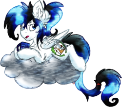 Size: 2848x2505 | Tagged: safe, artist:php166, oc, oc only, oc:thyme flies, pegasus, pony, cloud, coffee, cutie mark, female, high res, ponytail, simple background, transparent background